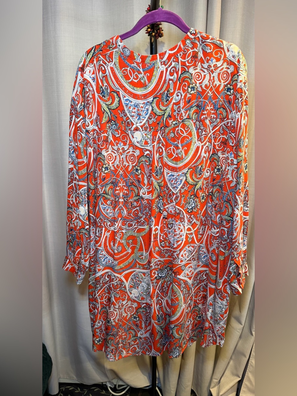H&M Orange Paisley-Print Long Sleeve Tunic